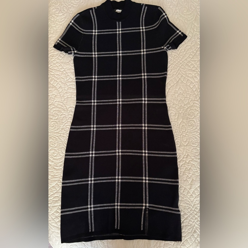 Abercrombie & Fitch Black and White Checkered Midi Dress